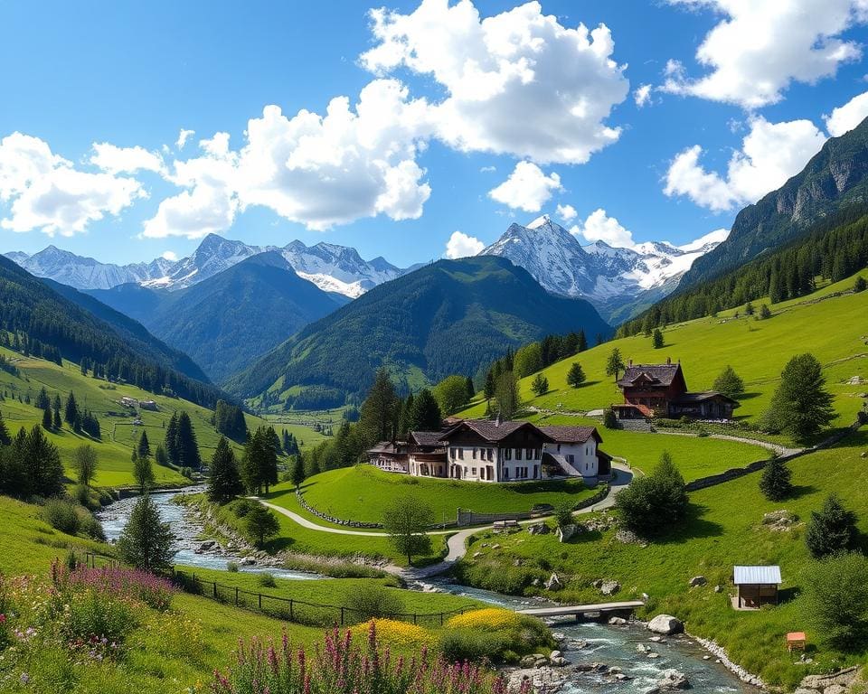 Broc Freizeitaktivitäten und Alpenlandschaft