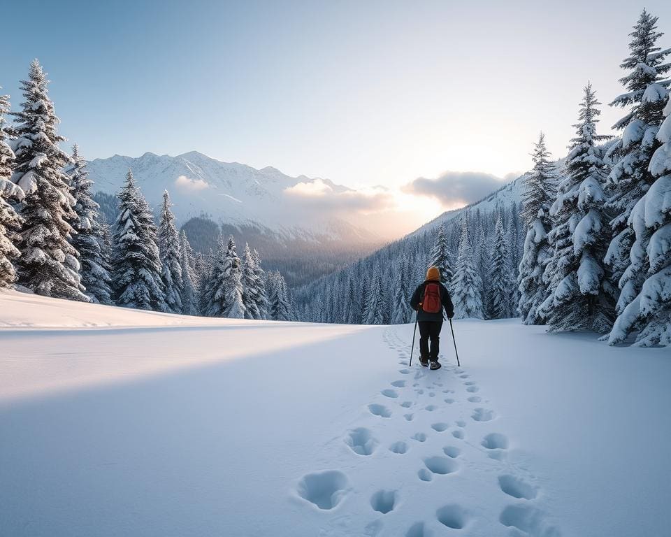 Schneeschuhwandern in der Alpenlandschaft