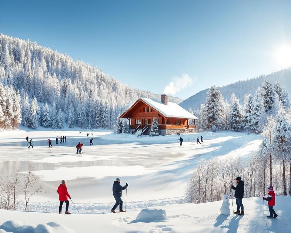 Winteraktivitäten in der Winterlandschaft