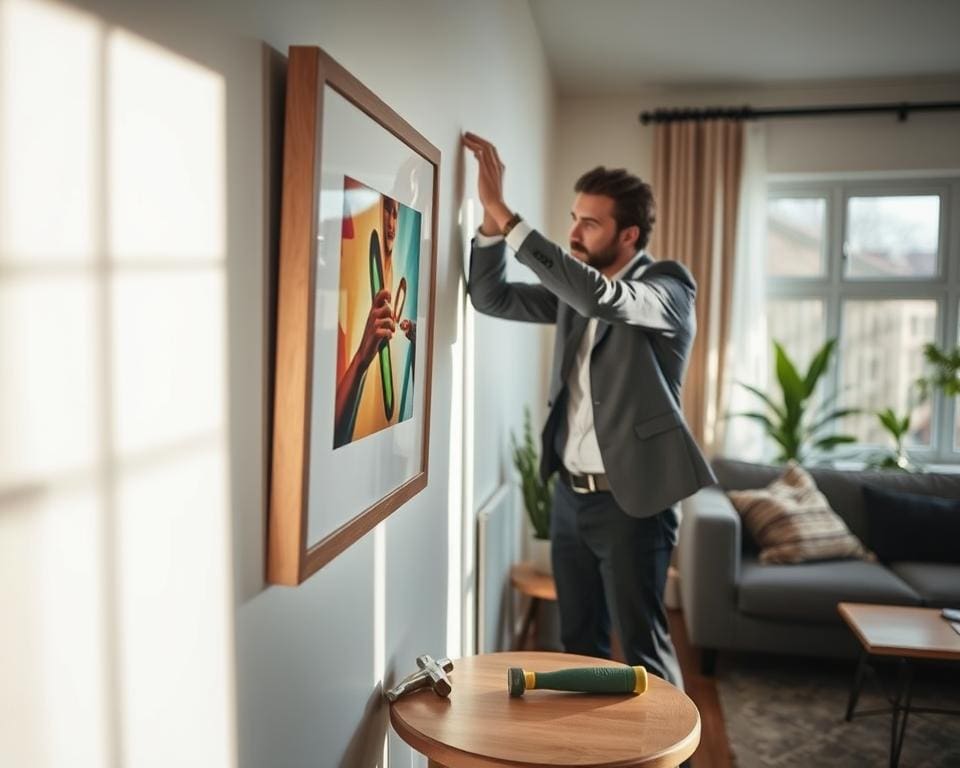 Wie hängt man Bilder richtig an der Wand?